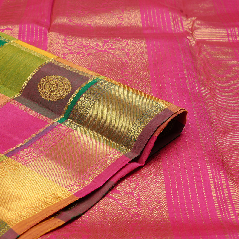 Hayagrivas Handloom Kanjivaram Silk Saree in Delightful Multi-Colour Checks KBD2127C11-4