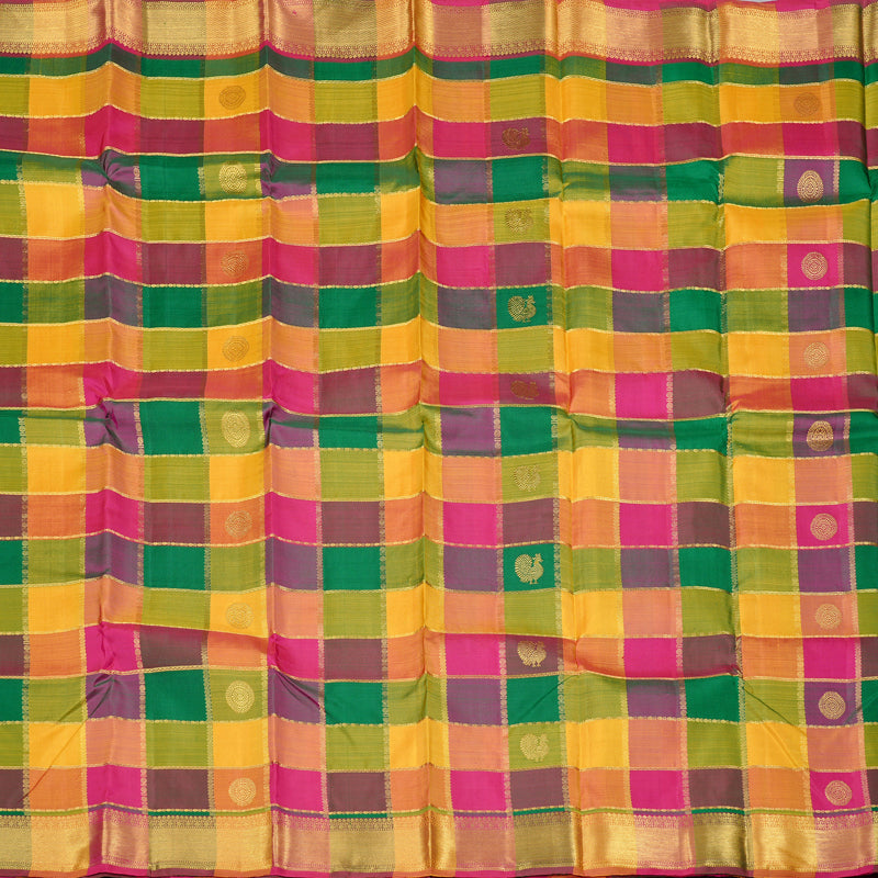 Hayagrivas Handloom Kanjivaram Silk Saree in Delightful Multi-Colour Checks KBD2127C11-4