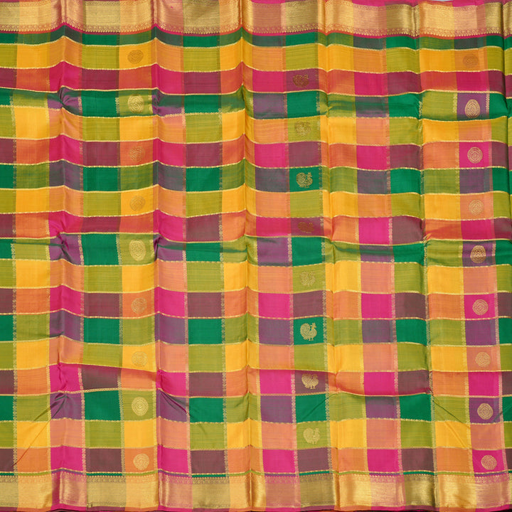 Hayagrivas Handloom Kanjivaram Silk Saree in Delightful Multi-Colour Checks KBD2127C11-4