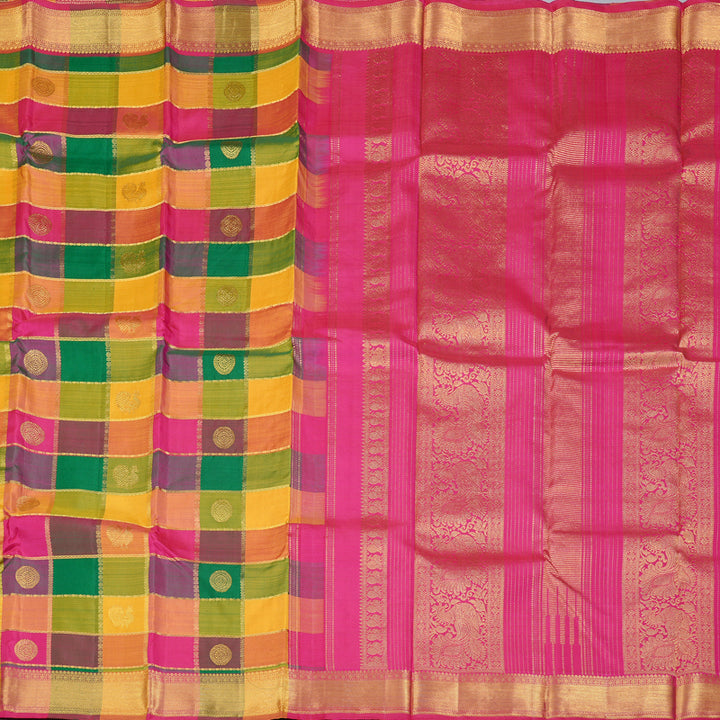 Hayagrivas Handloom Kanjivaram Silk Saree in Delightful Multi-Colour Checks KBD2127C11-4