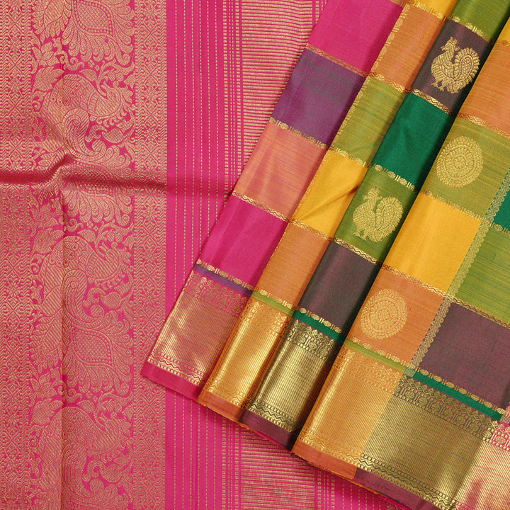 Hayagrivas Handloom Kanjivaram Silk Saree in Delightful Multi-Colour Checks KBD2127C11-4