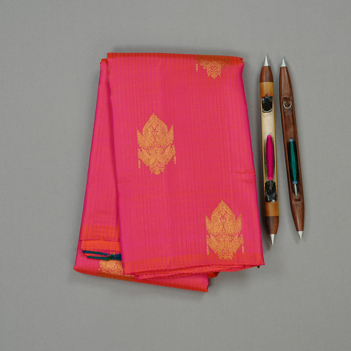 Hayagrivas Orangish Pink Handloom Kanjivaram Silk Saree KBD2127C4-3