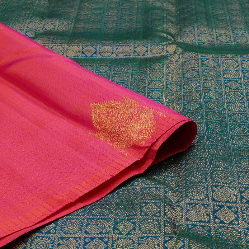 Hayagrivas Orangish Pink Handloom Kanjivaram Silk Saree KBD2127C4-3