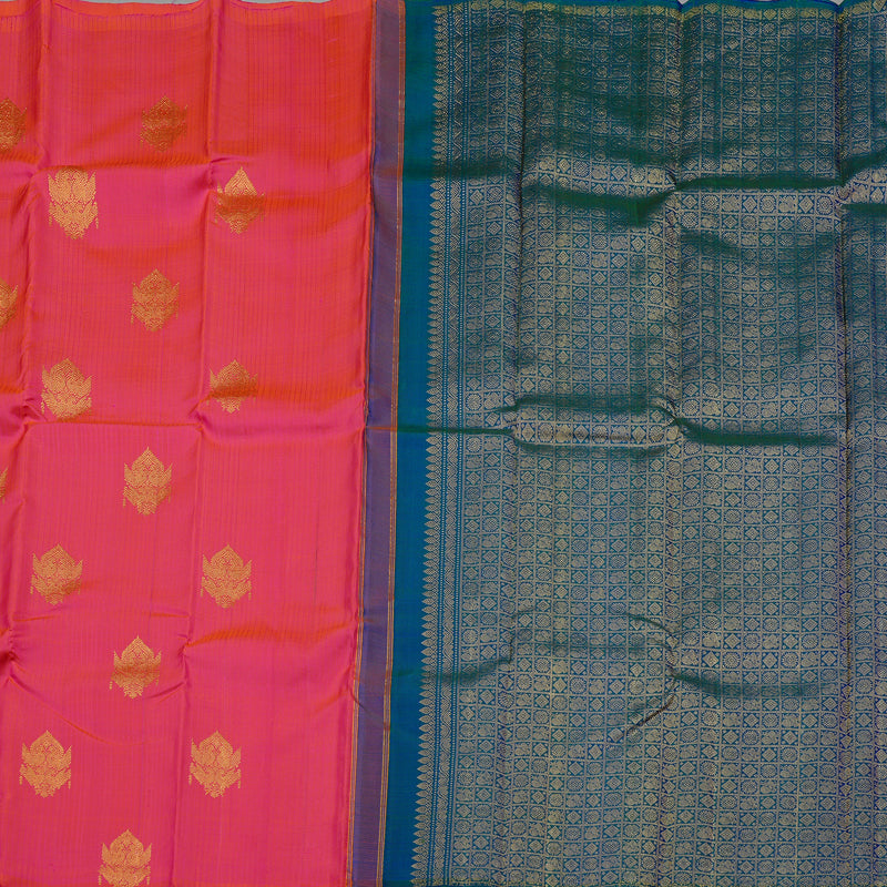 Hayagrivas Orangish Pink Handloom Kanjivaram Silk Saree KBD2127C4-3