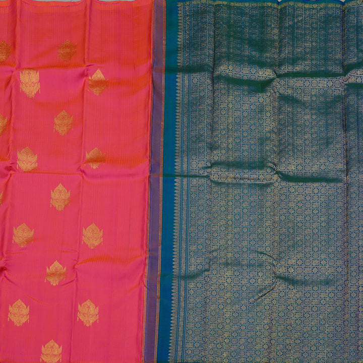 Hayagrivas Orangish Pink Handloom Kanjivaram Silk Saree KBD2127C4-3