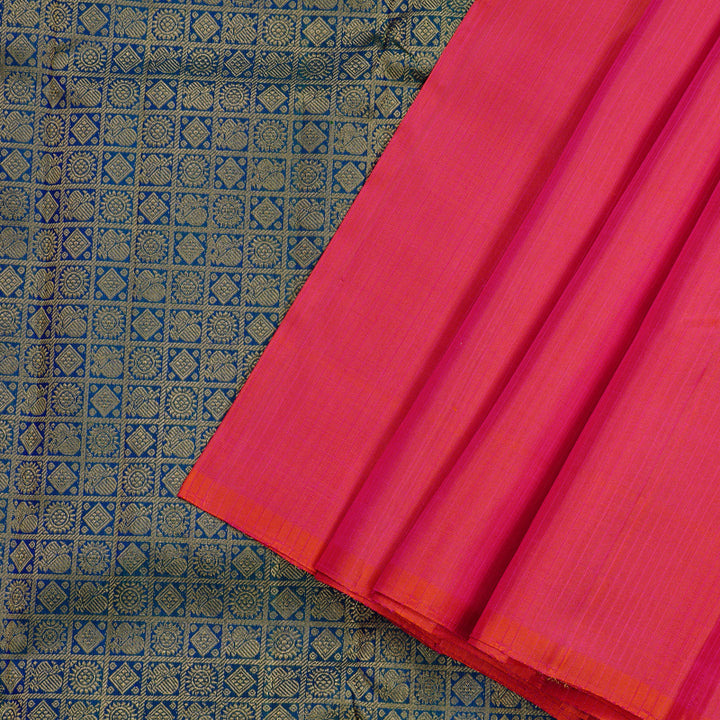Hayagrivas Orangish Pink Handloom Kanjivaram Silk Saree KBD2127C4-3