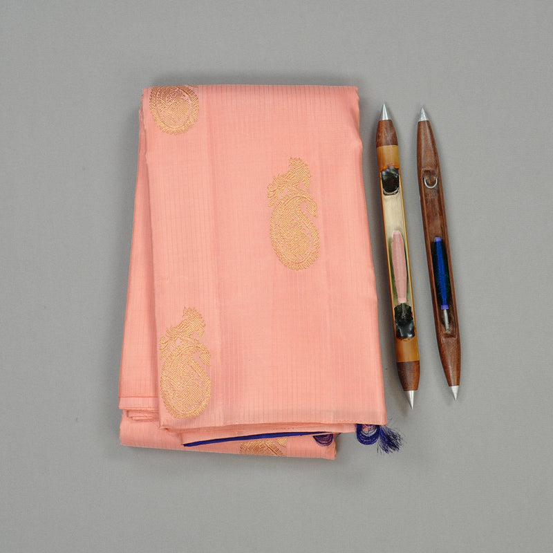 Hayagrivas Peach Pink Handloom Kanjivaram Silk Saree KBD2127C4-5