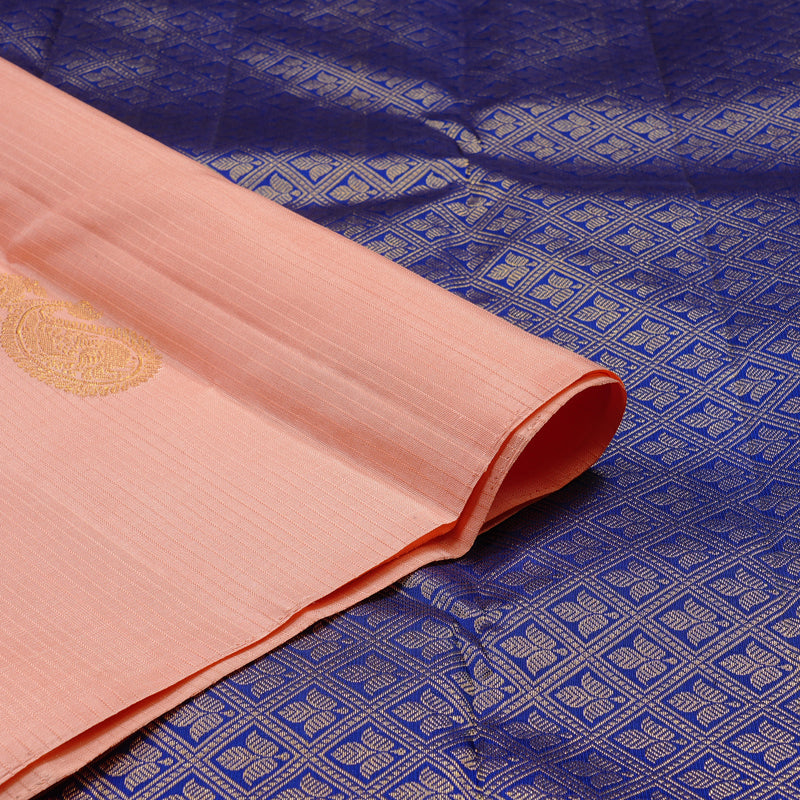 Hayagrivas Peach Pink Handloom Kanjivaram Silk Saree KBD2127C4-5