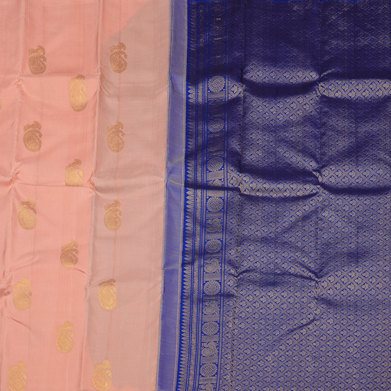 Hayagrivas Peach Pink Handloom Kanjivaram Silk Saree KBD2127C4-5