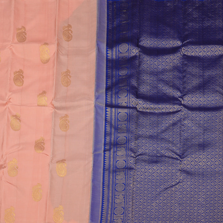 Hayagrivas Peach Pink Handloom Kanjivaram Silk Saree KBD2127C4-5