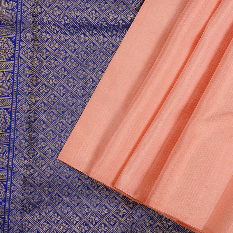 Hayagrivas Peach Pink Handloom Kanjivaram Silk Saree KBD2127C4-5