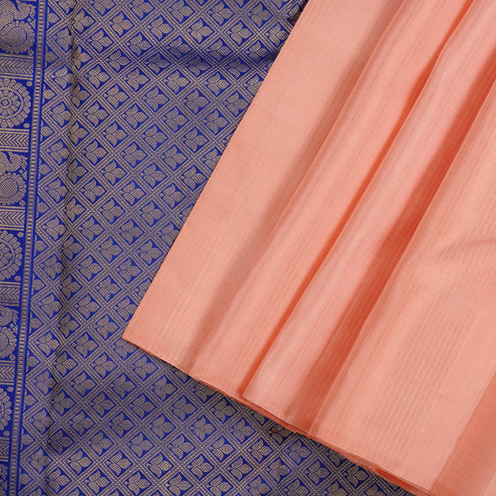 Hayagrivas Peach Pink Handloom Kanjivaram Silk Saree KBD2127C4-5