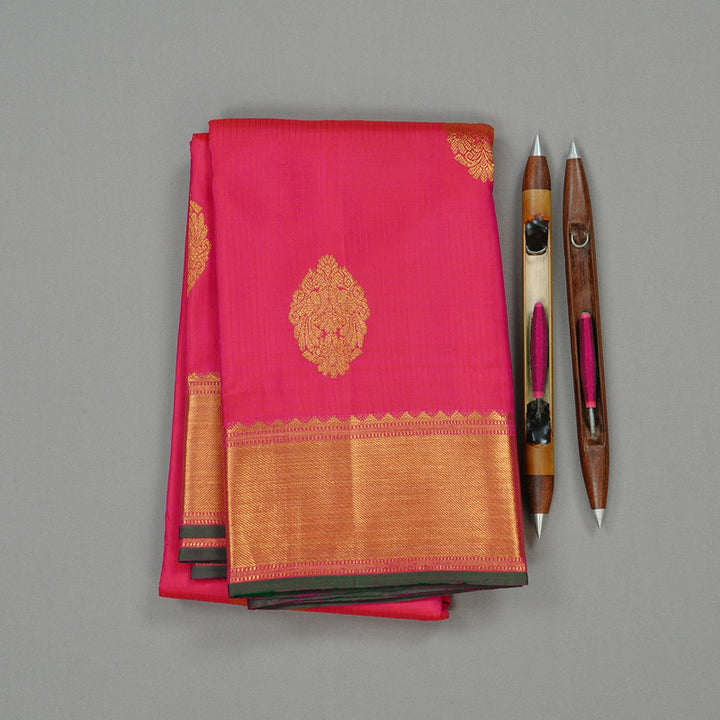 Hayagrivas Reddish Pink Handloom Kanjivaram Silk Saree KBD2127C9-1