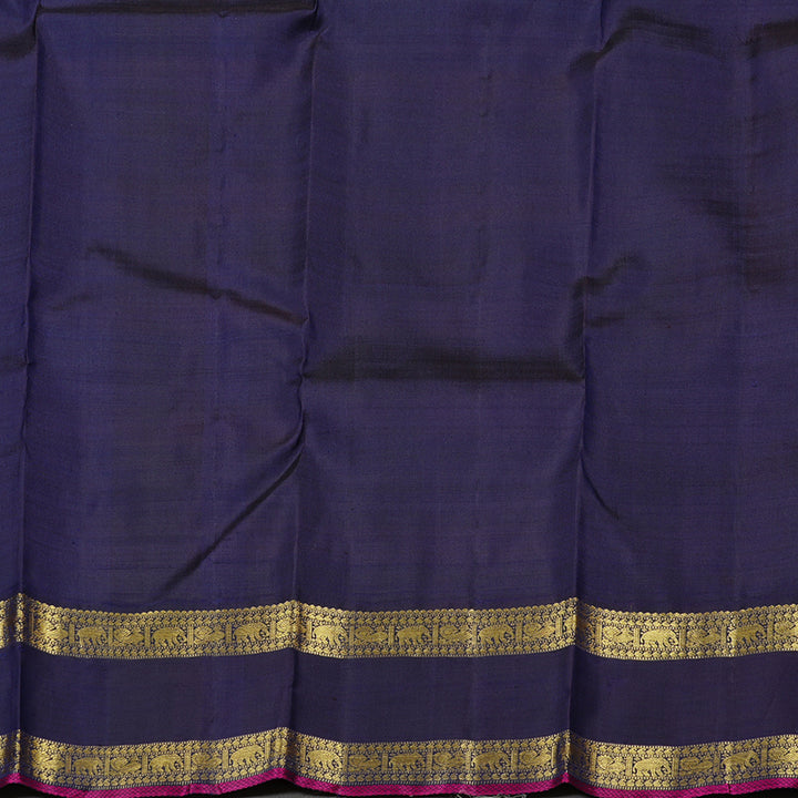 Hayagrivas Multi Colour Checks Handloom Kanjivaram Silk Saree with Dark Blue Border KBD2130C1-1