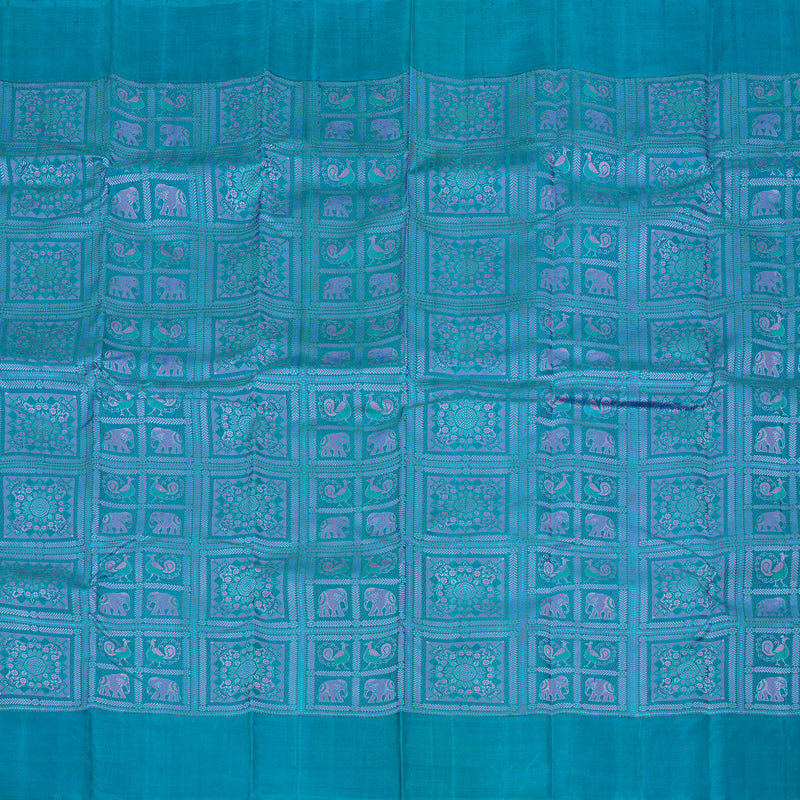 Hayagrivas Handloom Kanjivaram Silk Saree in Striking Dark Sky Blue KBD2132C1-1