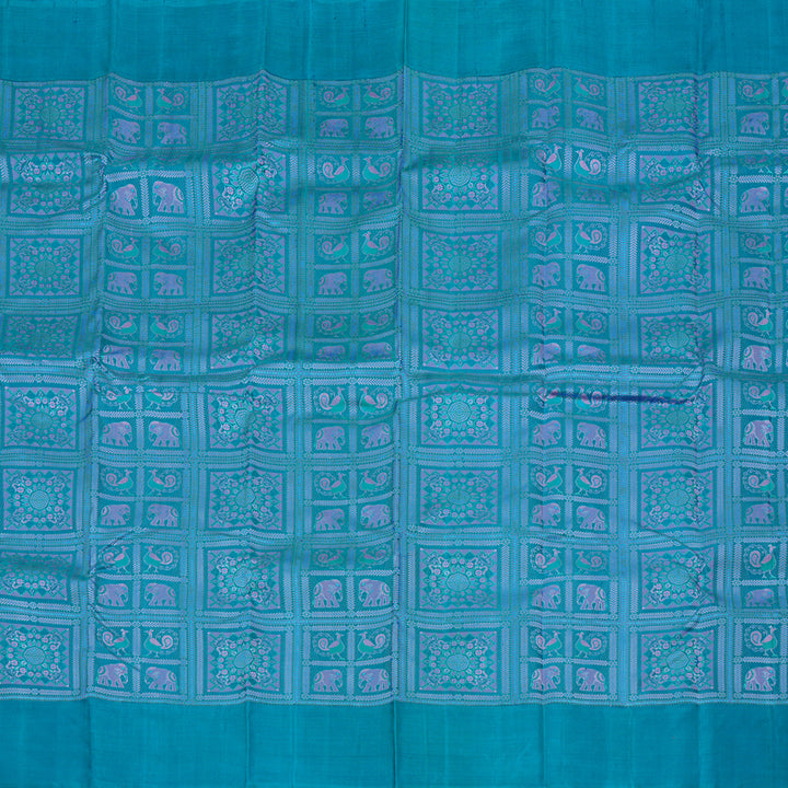 Hayagrivas Handloom Kanjivaram Silk Saree in Striking Dark Sky Blue KBD2132C1-1