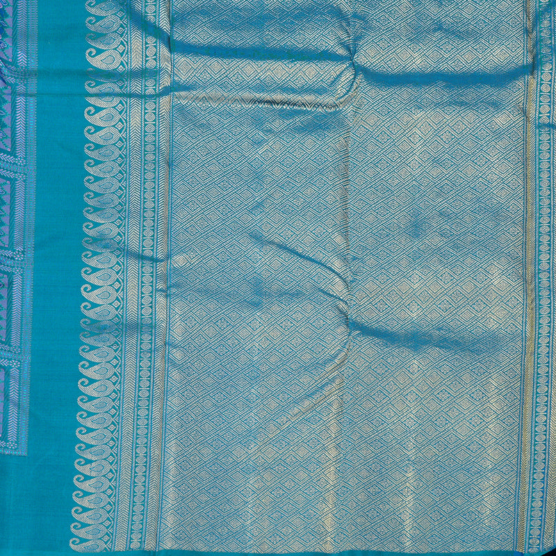 Hayagrivas Handloom Kanjivaram Silk Saree in Striking Dark Sky Blue KBD2132C1-1