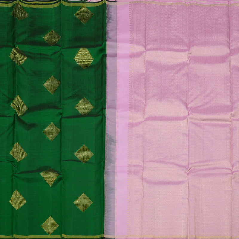 Hayagrivas Bottle Green Handloom Kanjivaram Silk Saree KBD2133C1-2