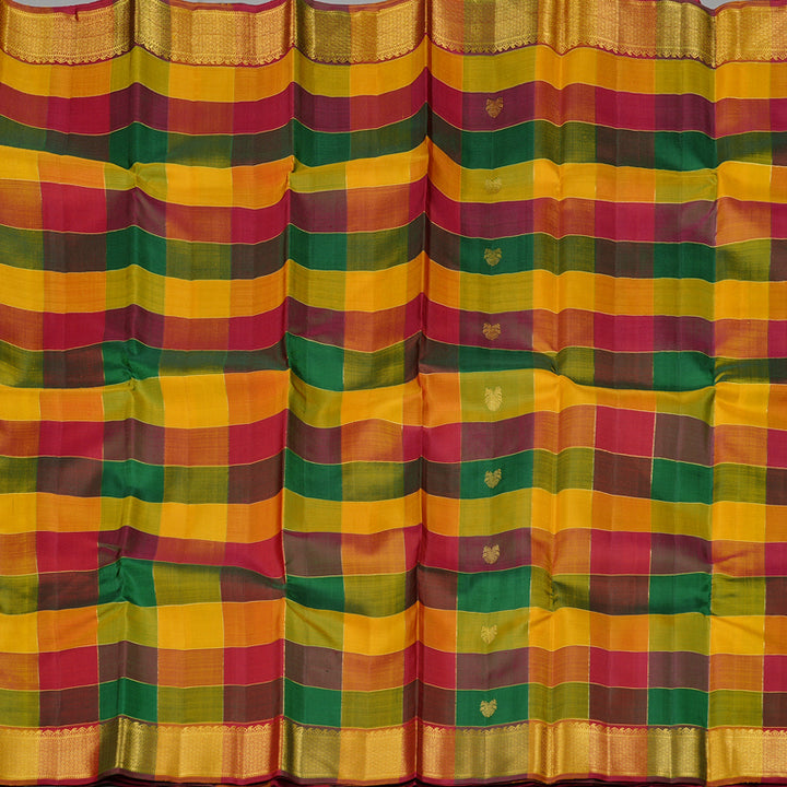 Hayagrivas Handloom Kanjivaram Silk Saree in Stylish Multicolour Checks KBD2134C1-1