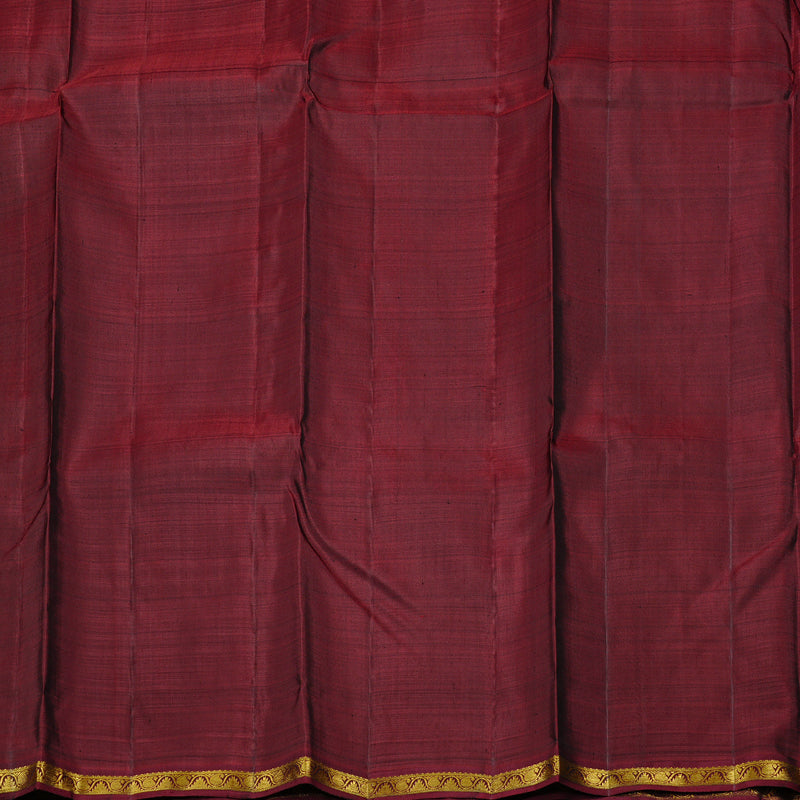 Hayagrivas Sandal Beige Handloom Kanjivaram Silk Saree with Wine Maroon Border KBD2136C4-1