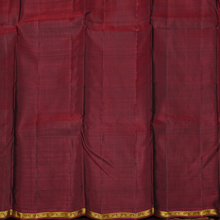Hayagrivas Sandal Beige Handloom Kanjivaram Silk Saree with Wine Maroon Border KBD2136C4-1