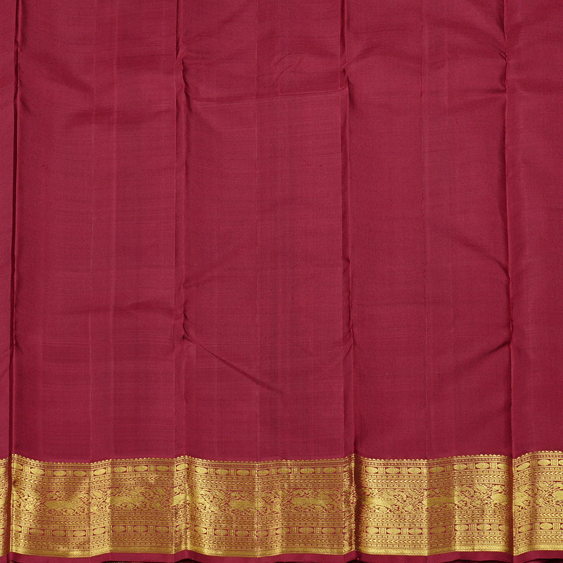 Hayagrivas Peacock Blue Handloom Kanjivaram Silk Saree with Maroon Border KBD2136C7-1