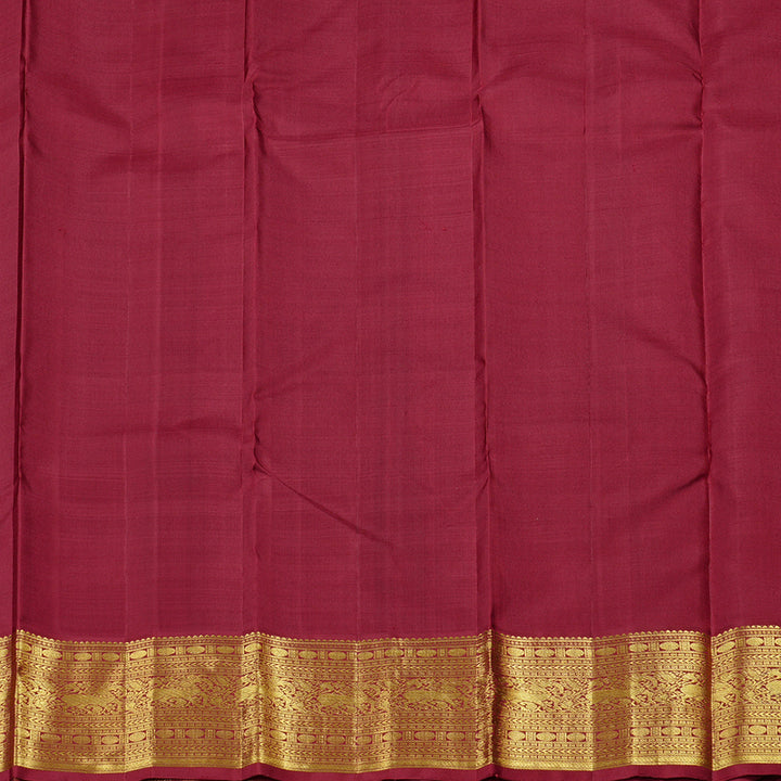 Hayagrivas Peacock Blue Handloom Kanjivaram Silk Saree with Maroon Border KBD2136C7-1