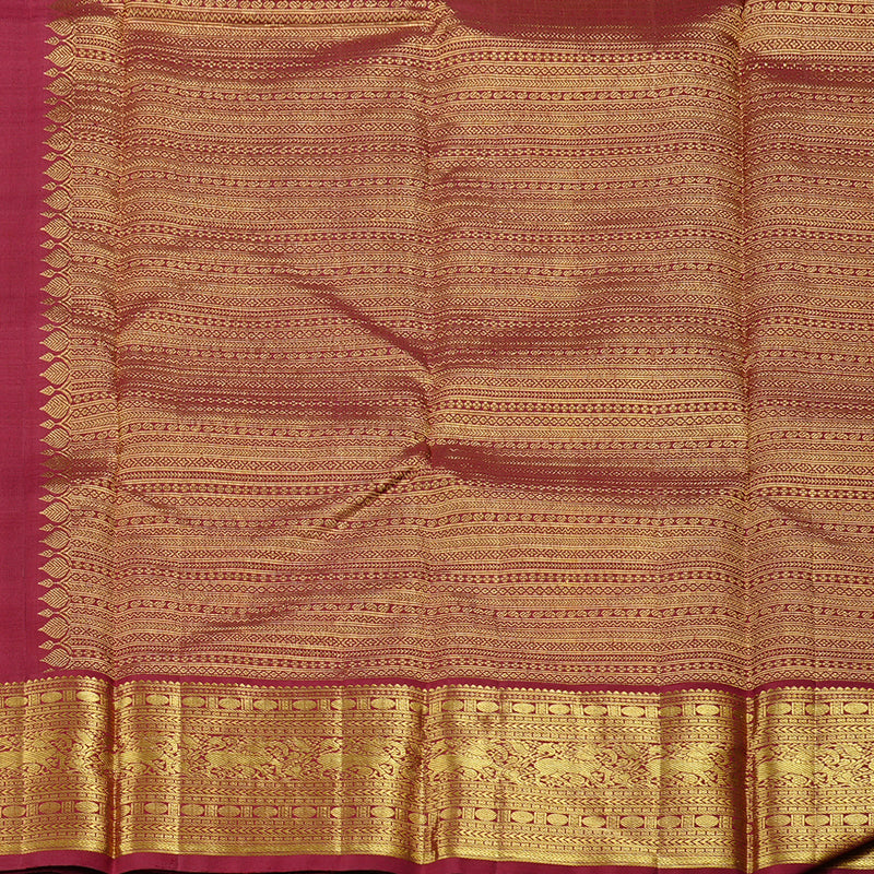 Hayagrivas Peacock Blue Handloom Kanjivaram Silk Saree with Maroon Border KBD2136C7-1