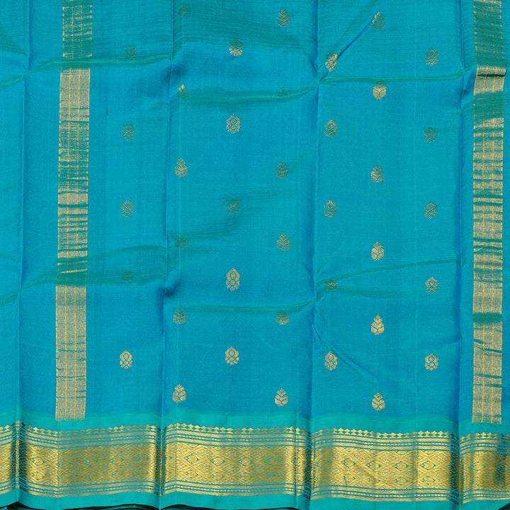 Hayagrivas Handloom Kanjivaram Silk Saree in Gorgeous Blue KBD2137C2-4