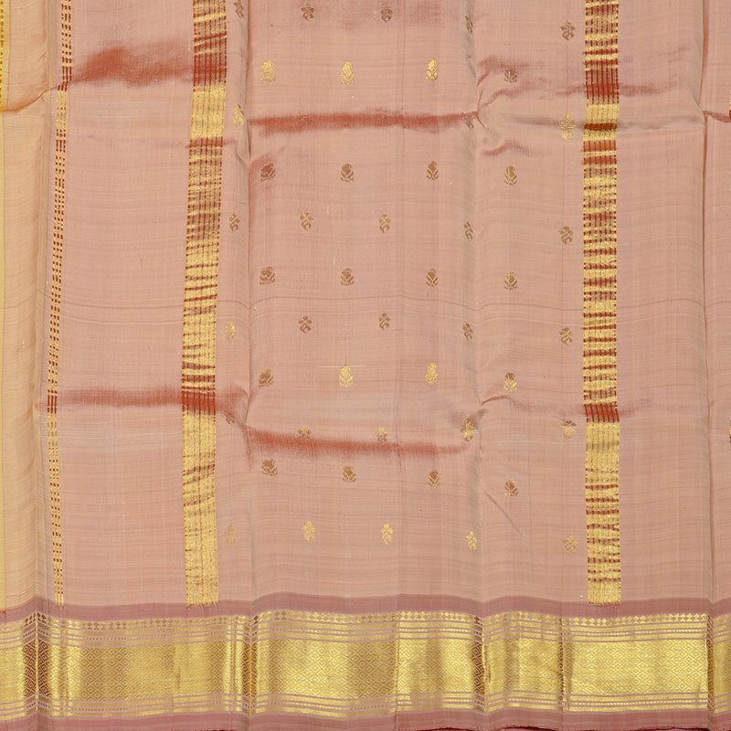 Hayagrivas Sandal Handloom Kanjivaram Silk Saree with Onion Pink Border KBD2137C2-7