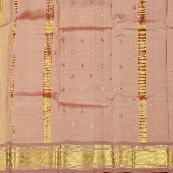 Hayagrivas Sandal Handloom Kanjivaram Silk Saree with Onion Pink Border KBD2137C2-7