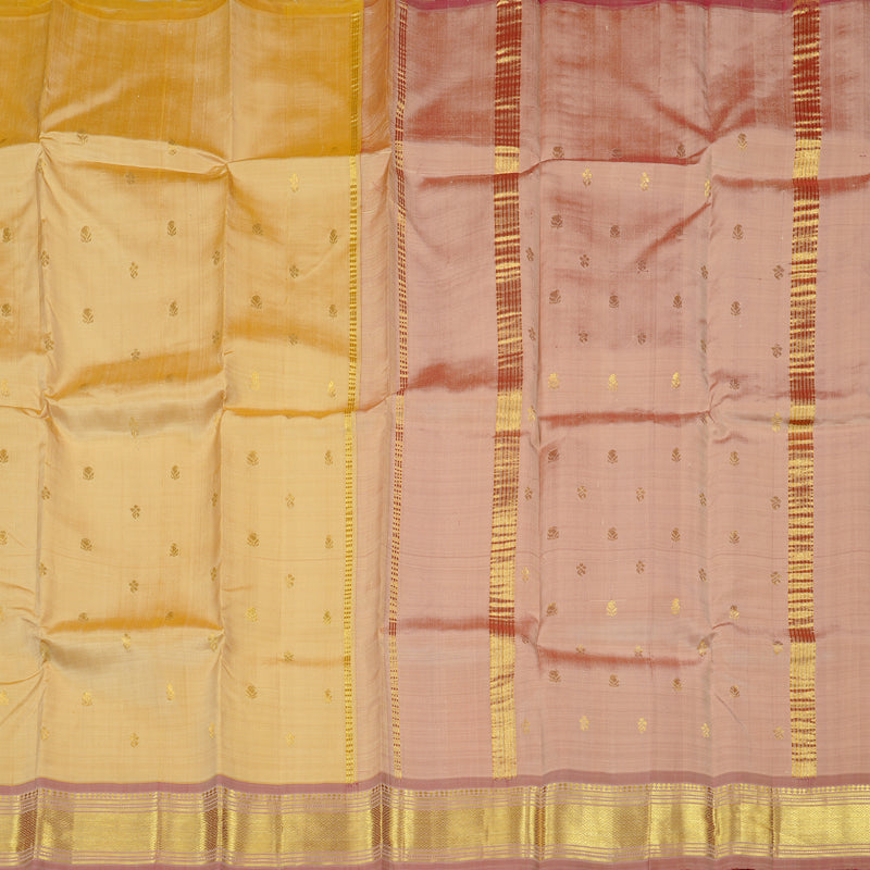 Hayagrivas Sandal Handloom Kanjivaram Silk Saree with Onion Pink Border KBD2137C2-7