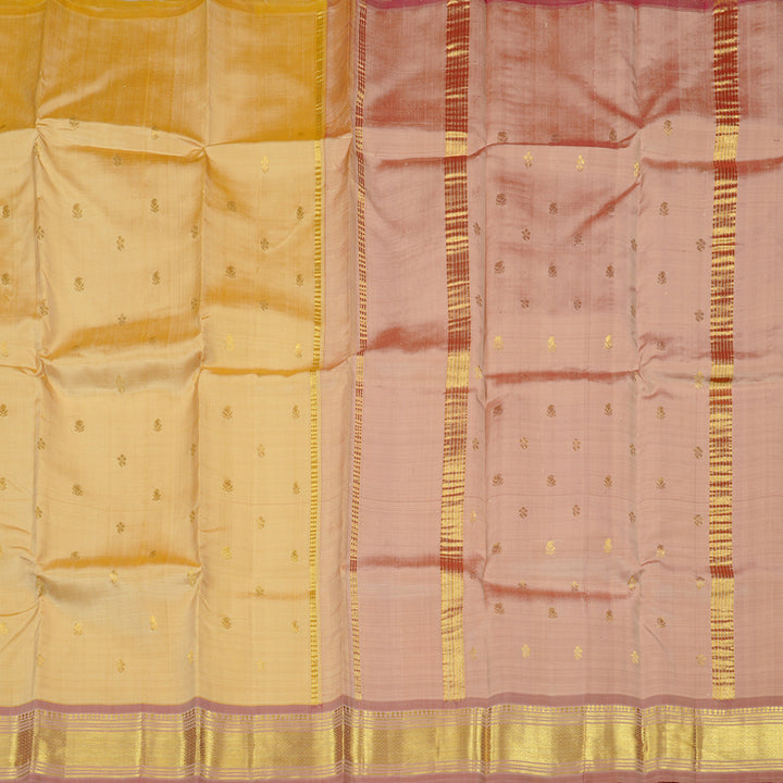 Hayagrivas Sandal Handloom Kanjivaram Silk Saree with Onion Pink Border KBD2137C2-7