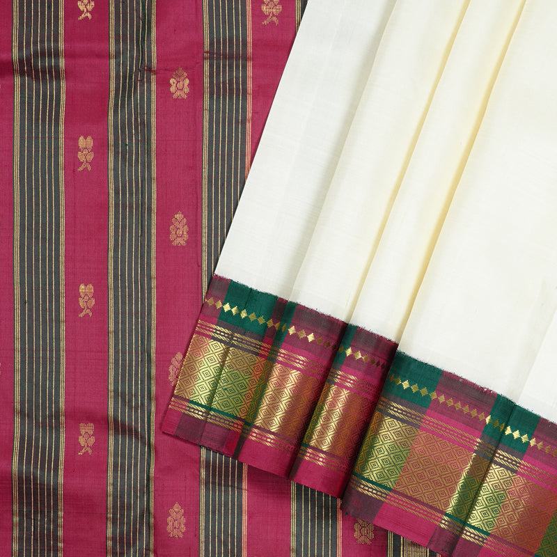 Hayagrivas Handloom Kanjivaram Silk Sarees in Serene White KBD2138C2-4