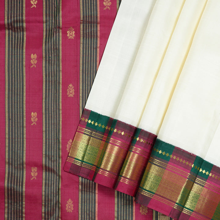 Hayagrivas Handloom Kanjivaram Silk Sarees in Serene White KBD2138C2-4