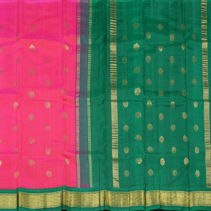 Hayagrivas Handloom Kanjivaram Silk Saree in Dazzling Reddish Pink KBD2138C3-10