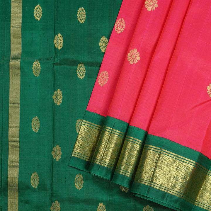 Hayagrivas Handloom Kanjivaram Silk Saree in Dazzling Reddish Pink KBD2138C3-10