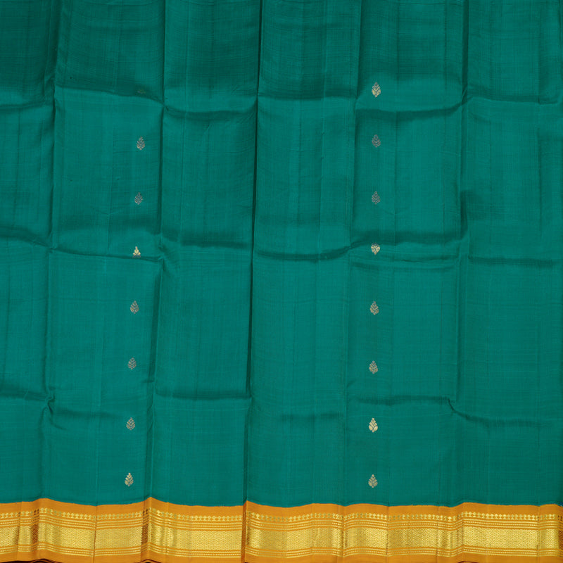 Hayagrivas Handloom Pure Kanjivaram Silk Saree in Lustrous Teal Green KBD2138C3-22