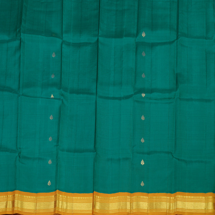 Hayagrivas Handloom Pure Kanjivaram Silk Saree in Lustrous Teal Green KBD2138C3-22