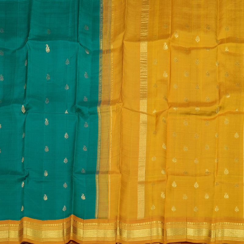 Hayagrivas Handloom Pure Kanjivaram Silk Saree in Lustrous Teal Green KBD2138C3-22