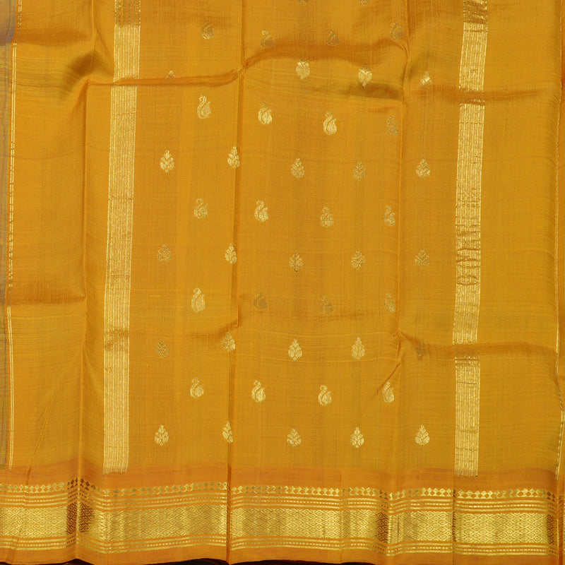 Hayagrivas Aqua Blue Pure One Side Border Silk Saree with Golden Yellow border KBD2138C3-25