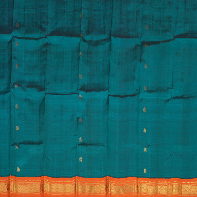 Hayagrivas Rama Green Pure One Side Border Silk Saree with Orange KBD2138C3-30