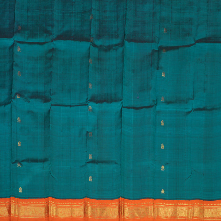 Hayagrivas Rama Green Pure One Side Border Silk Saree with Orange KBD2138C3-30