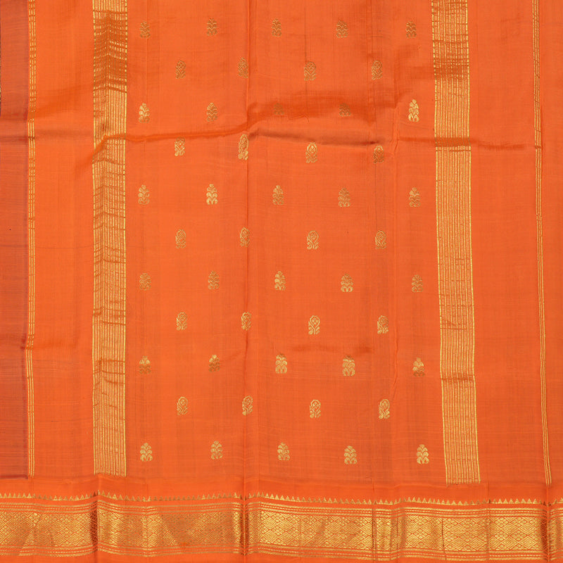 Hayagrivas Rama Green Pure One Side Border Silk Saree with Orange KBD2138C3-30