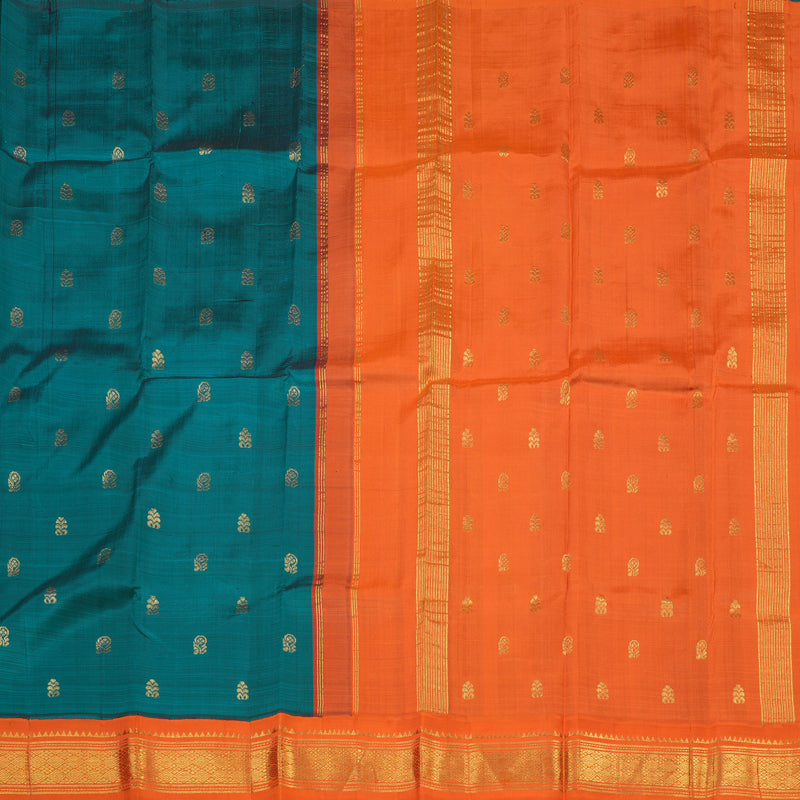 Hayagrivas Rama Green Pure One Side Border Silk Saree with Orange KBD2138C3-30