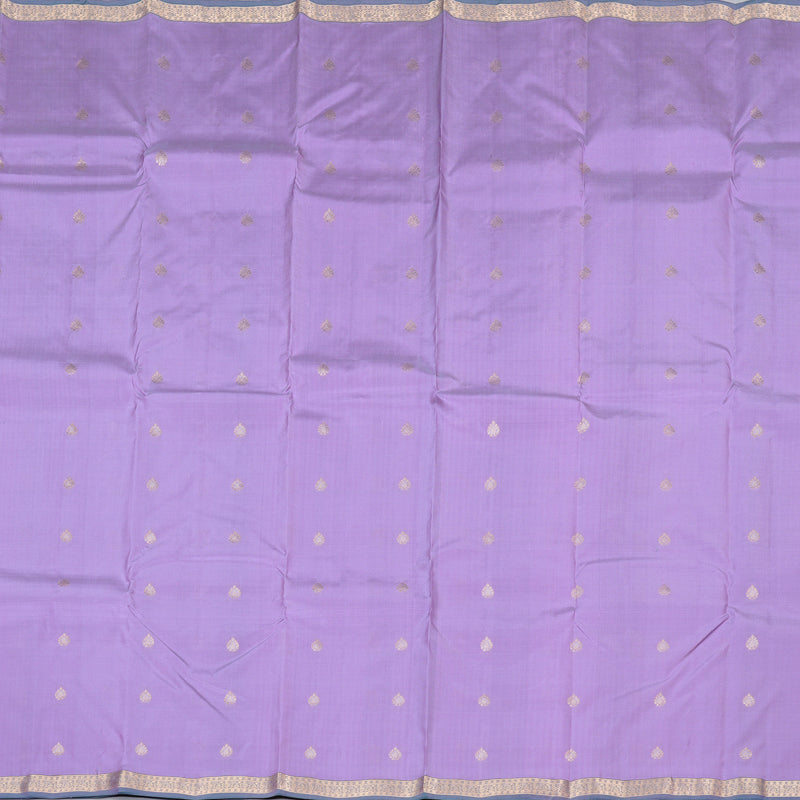 Hayagrivas Lavender Handloom Kanjivaram Silk Saree with Green Border KBD2139C1-3