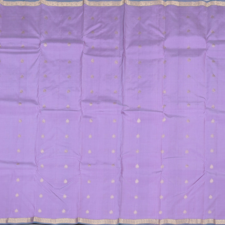Hayagrivas Lavender Handloom Kanjivaram Silk Saree with Green Border KBD2139C1-3