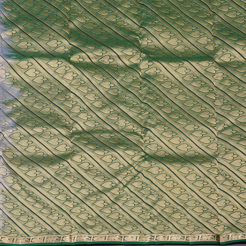 Hayagrivas Lavender Handloom Kanjivaram Silk Saree with Green Border KBD2139C1-3