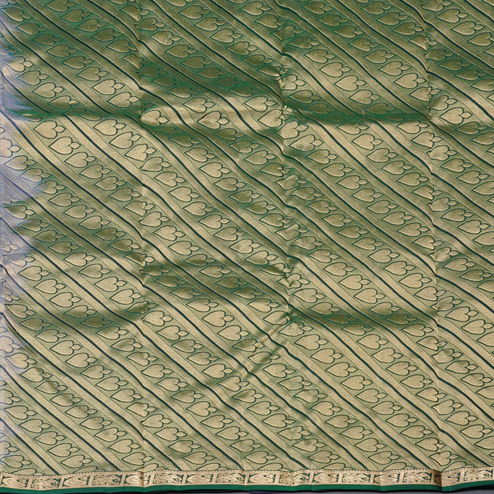 Hayagrivas Lavender Handloom Kanjivaram Silk Saree with Green Border KBD2139C1-3