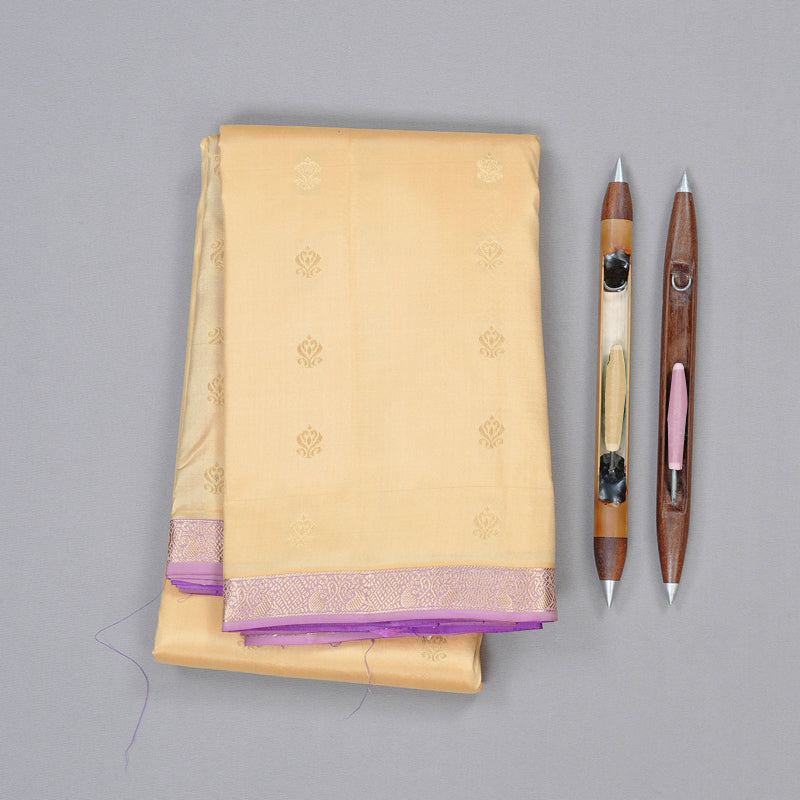 Hayagrivas Sandal Handloom Kanjivaram Silk Saree with Lavender Border KBD2139C1-4